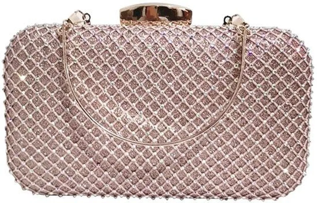 Pochette de luxe en strass Champagne avec diamants scintillants chic