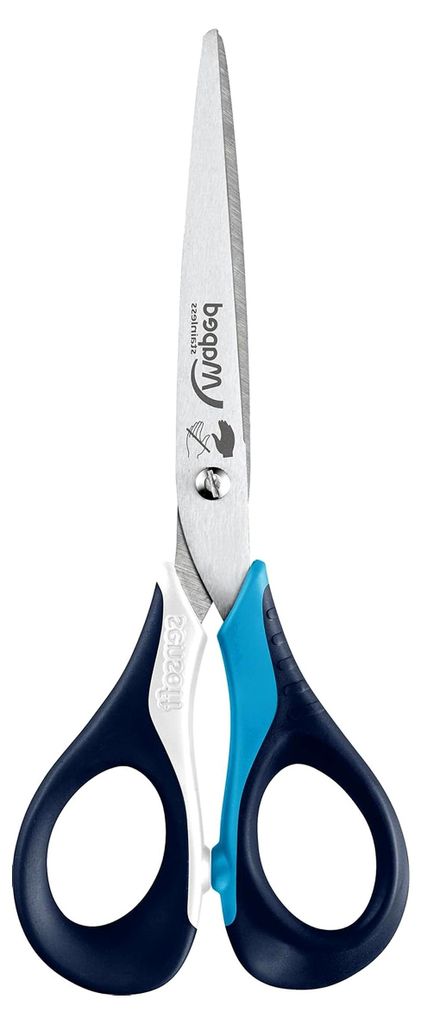 Linkshänder-Schere SENSOFT, 16 cm, flexible und ergonomische Griffe, spitz - rot-schwarz, blau-schwarz, pink-schwarz