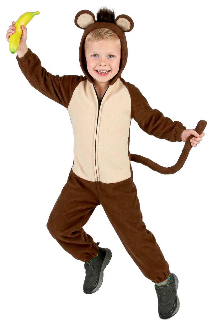Affen-Kostüm für Kinder Overall braun-beige 5-6 Jahre (S) Produktbild 