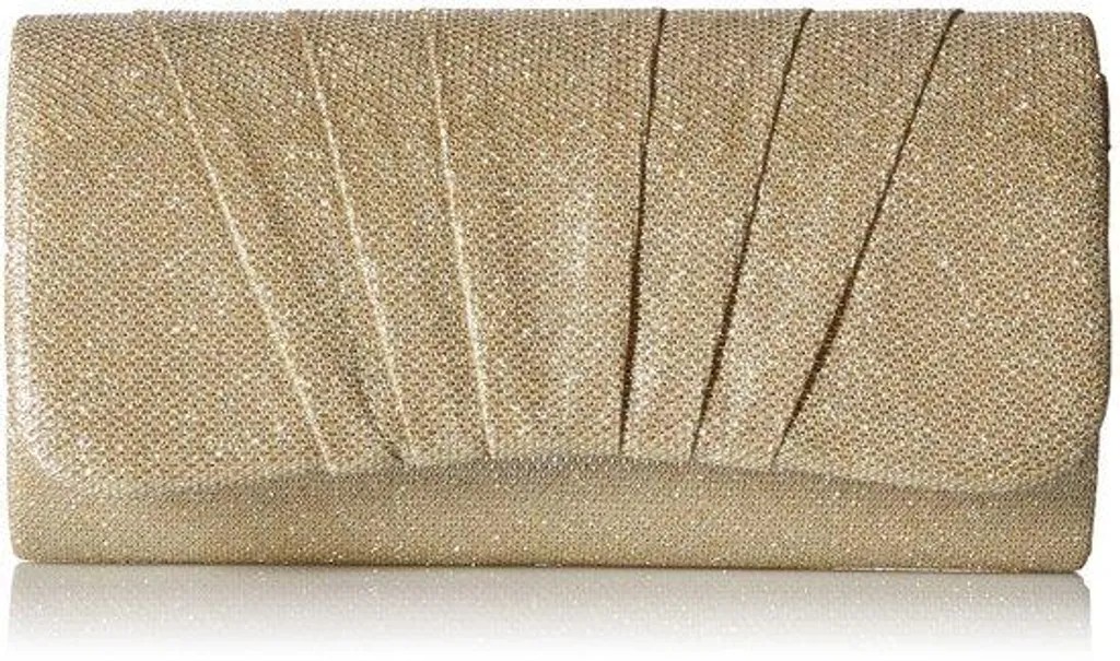 Pochette dorée scintillante taille moyenne avec chaîne amovible femme
