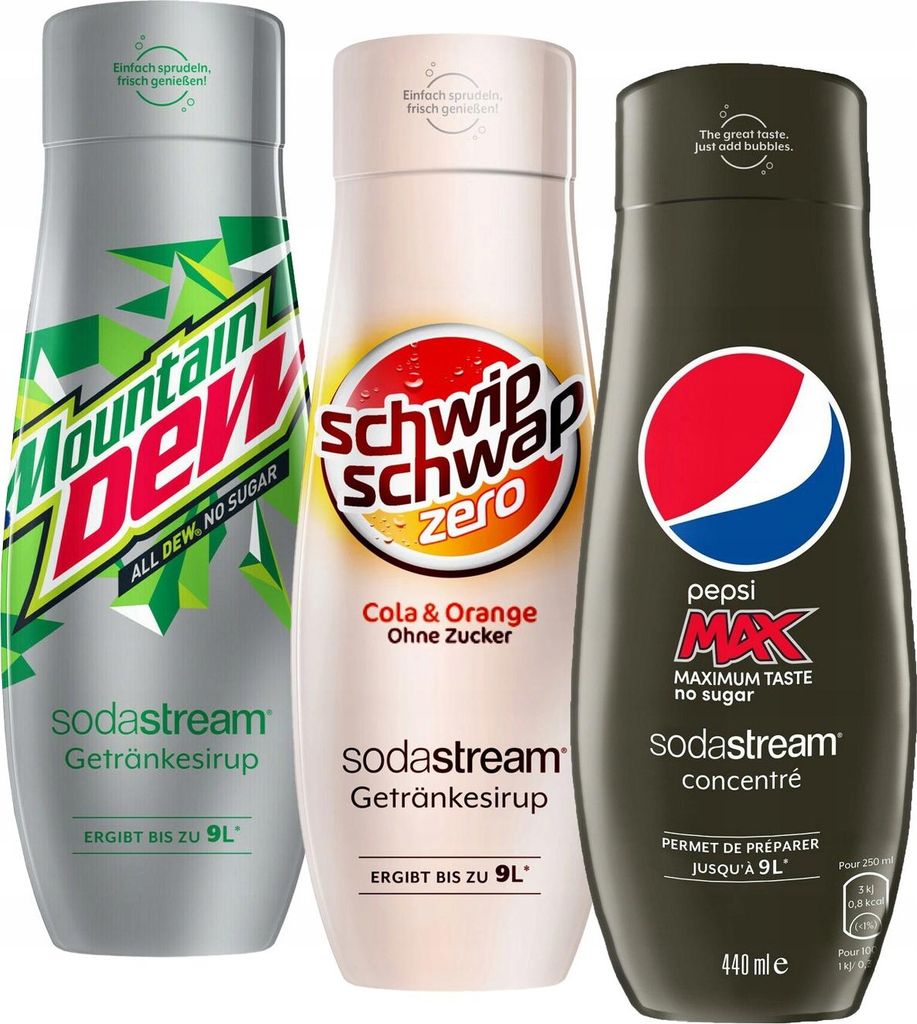 Syrop do Sodastream Mountain Dew Zero, Pepsi Max, Schwip Zdjęcie produktu 
