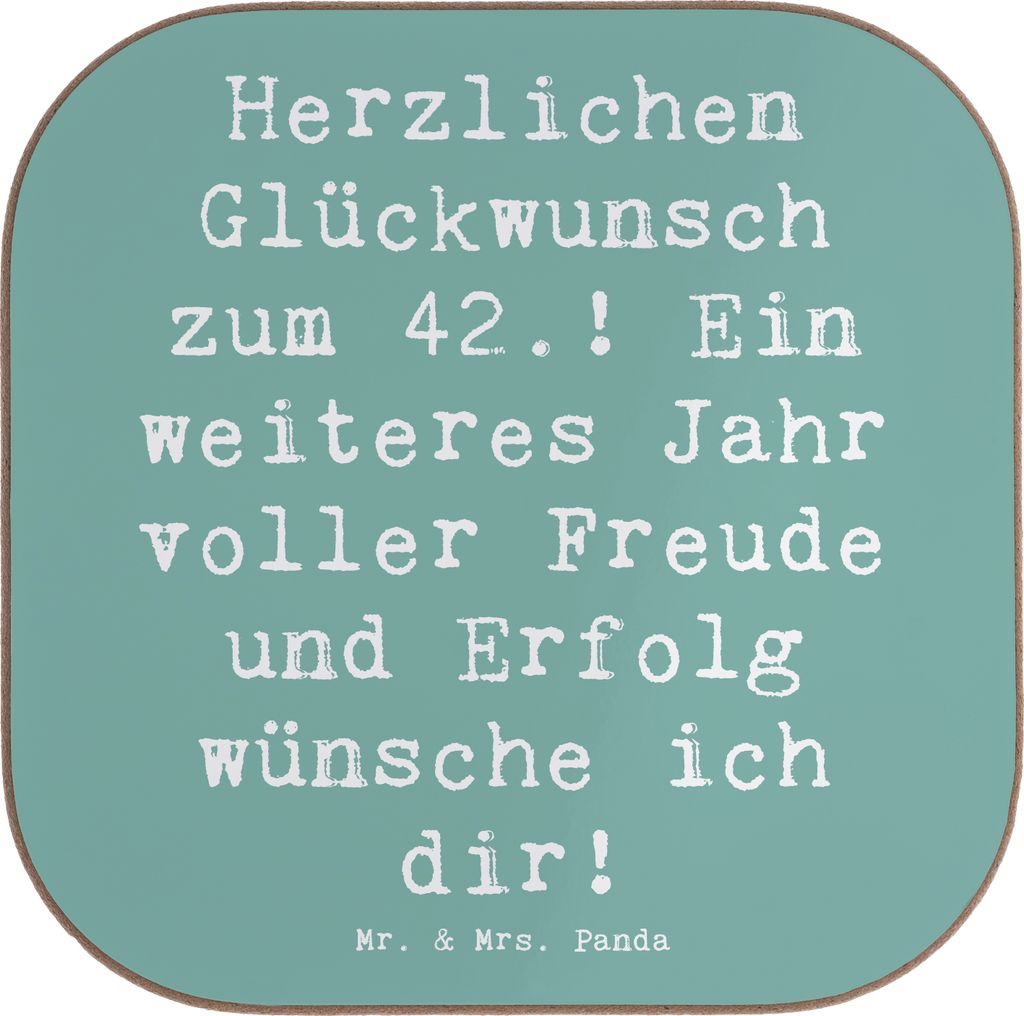 Mr. & Mrs. Panda Tischuntersetzer Spruch 42. Geburtstag - Meeresbrise - Geschenk, herzlichen Glückwunsch, gläseruntersetzer, warmherzige Gratulat...
