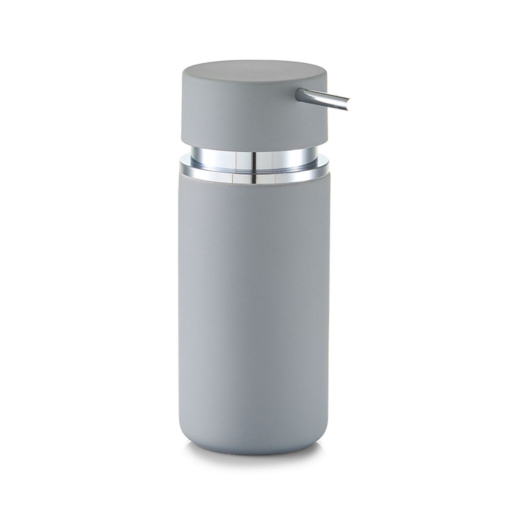Distributore di sapone Zeller "Rubber", grigio, Ø6,6 x 16 Immagine del prodotto 