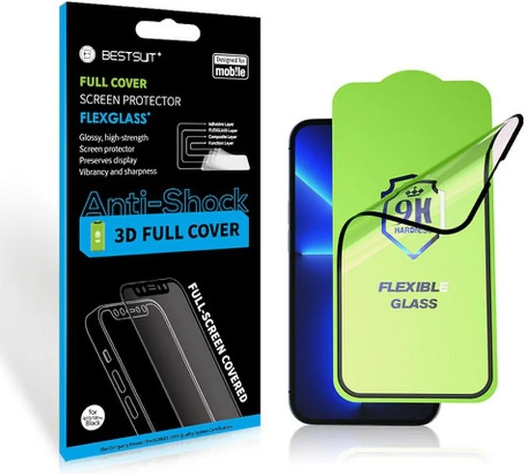 Bestsuit Vetro ibrido flessibile 5D Full Glue per Samsung Galaxy A51 nero