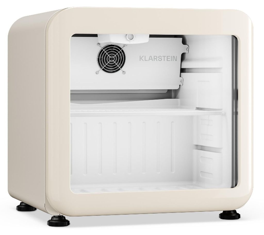 Klarstein Audrey Evo Getränkekühlschrank 45 L – Getränkekühler mit Glastür, LED-Beleuchtung, einstellbare Temperatur 0–10 °C, leiser Betrieb