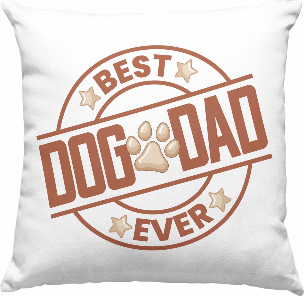 Trendation - Bester Hundepapa Ever Deko-Kissen mit Füllung 40x40 Hunde Papa Dog Dad Geschenk Geschenkidee (Blau)