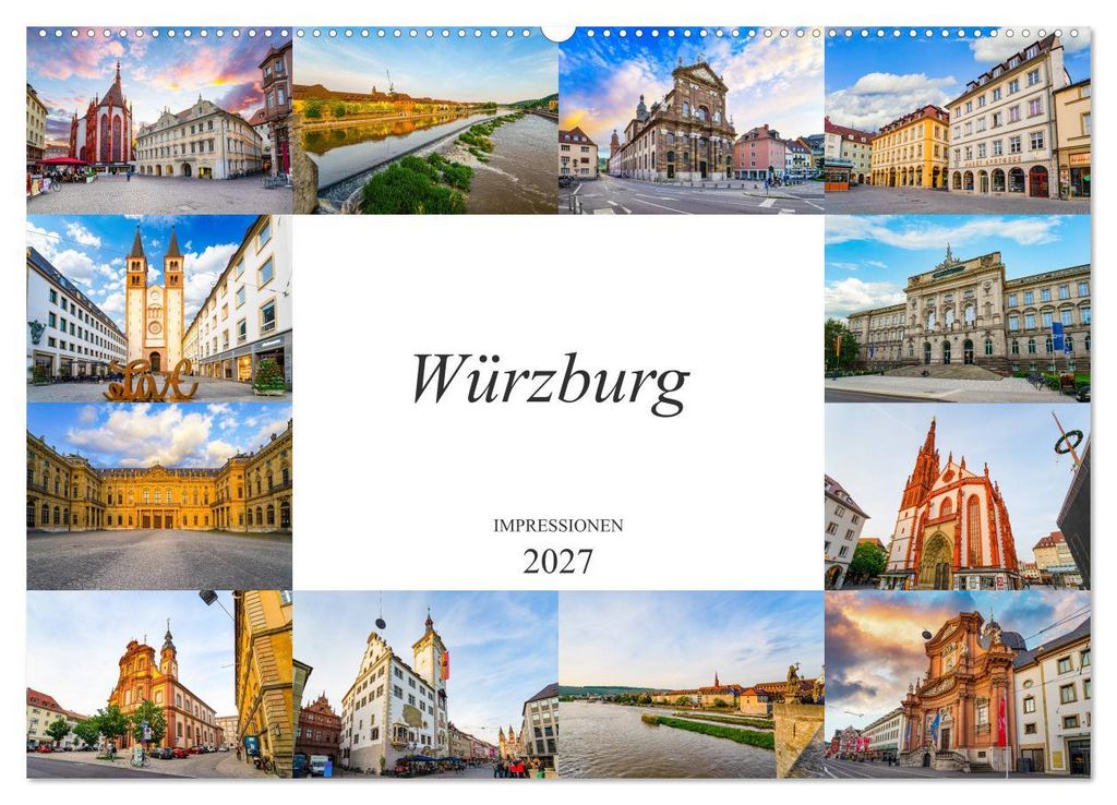 Würzburg Impressionen (Wandkalender 2027 DIN A2 quer), CALVENDO Monatskalender