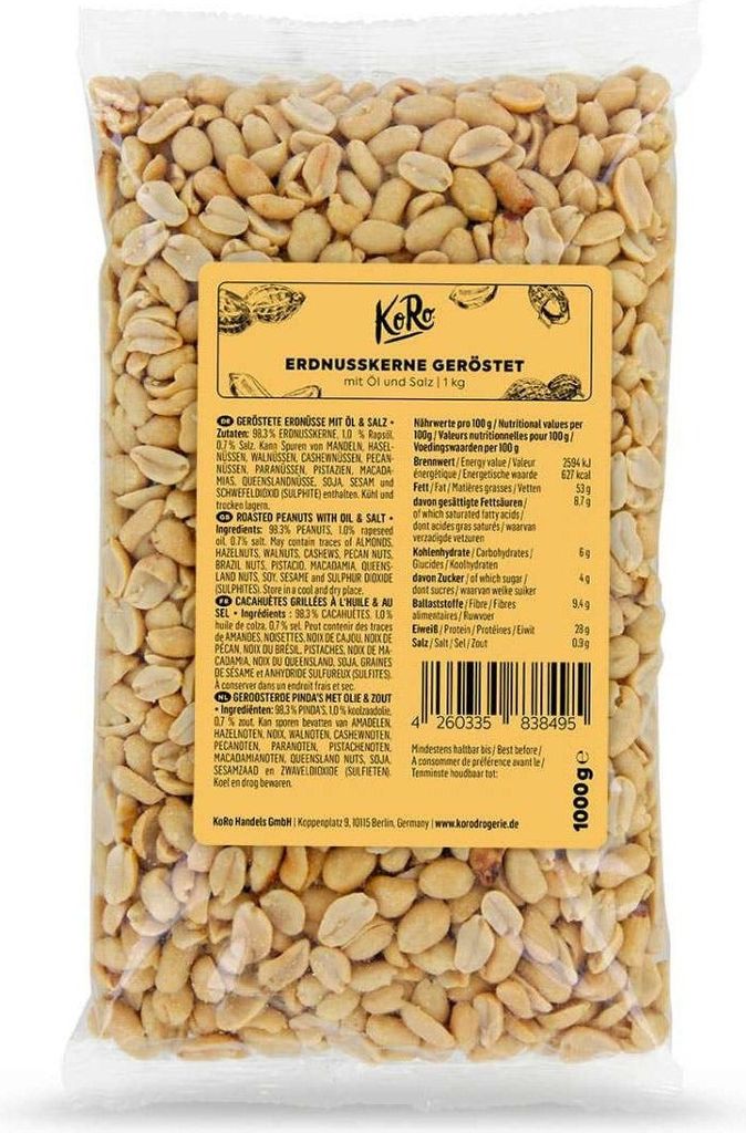 KoRo I Geröstete Erdnusskerne mit Salz und Öl 1 kg