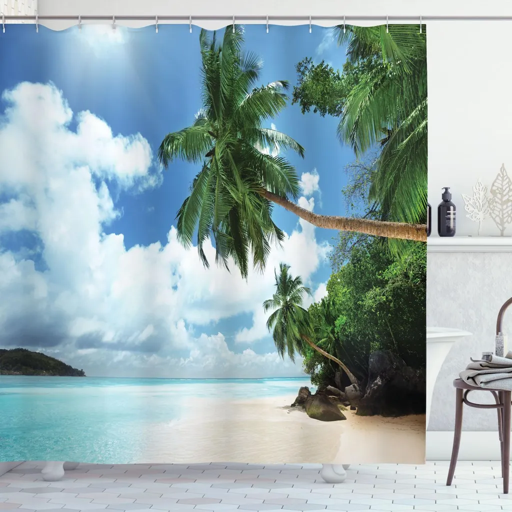 Tenda da Doccia Lavabile Antimuffa 175x180cm ABAKUHAUS Spiaggia