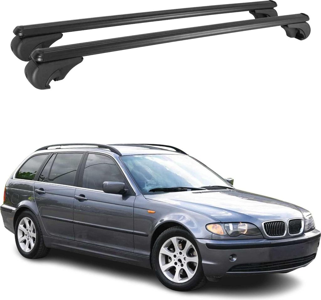 Dachträger Grundtäger für BMW 3er E46 Touring 1999-2007 75kg Schwarz Alu 2 tlg