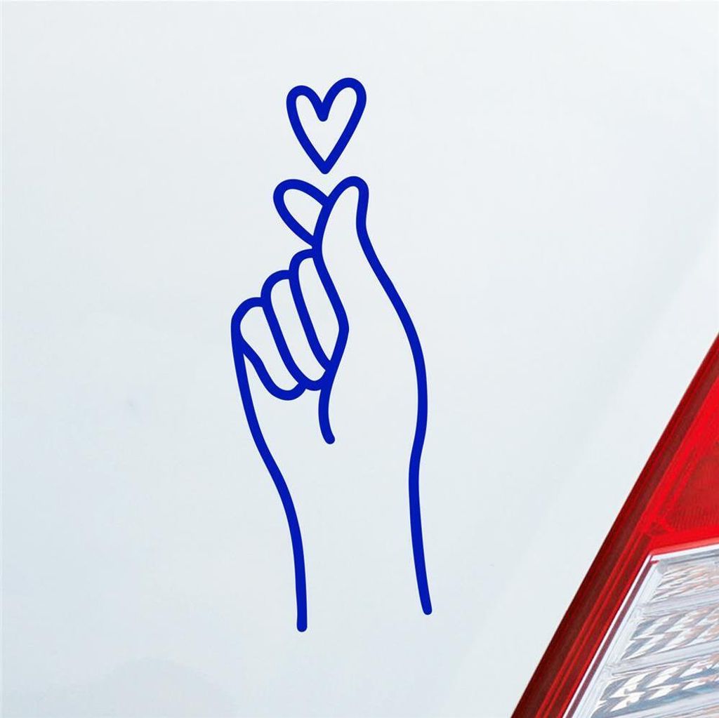 HUURAA! Auto Aufkleber K-POP Finger Heart Fingerherz Fun Sticker Heckscheibenaufkleber Autoaufkleber mit Musik Motiv 7x19cm