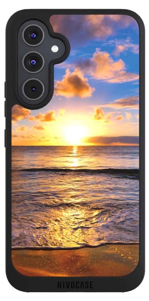 NIVOCASE Handyhülle für Samsung Galaxy A54 5G Hülle NIVOpure Case Schwarz Meer Sonnenuntergang Strand