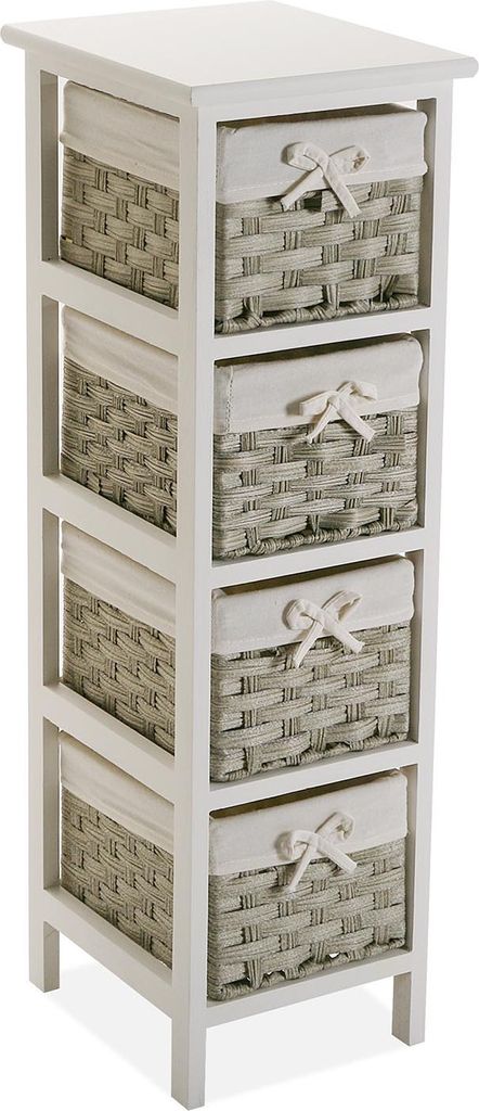 Versa Pompei Möbel für das Bad, Mit 4 Schubladen, Maßnahmen (H x L x B) 82 x 29 x 25 cm, Holz, Farbe: Weiß