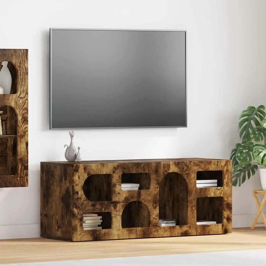 vidaXL Mobile TV Rovere Nero 80x30x41 cm in Legno Massello