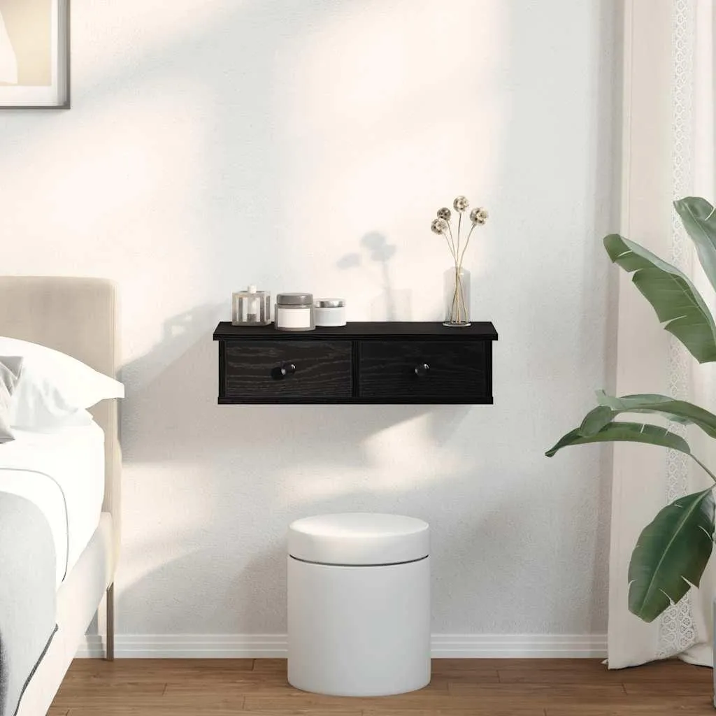 Scaffalatura a Parete vidaXL Nera 60cm - Mobile con Cassetti Pratico - 3