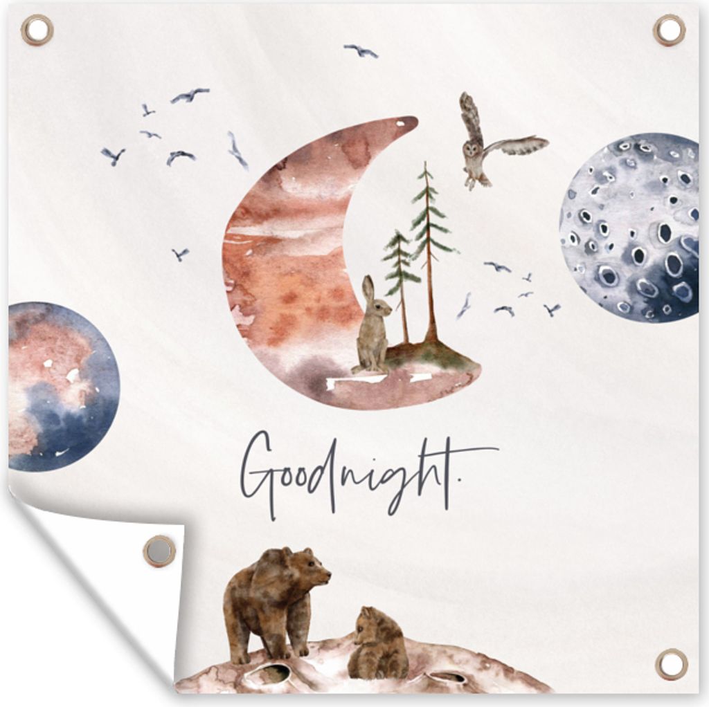 MuchoWow 100x100 cm Outdoor-Poster Gartendeko Sichtschutz Garten Poster für den Garten Zitate - Gute Nacht - Sprichwörter - Kinder - Jungen - M...