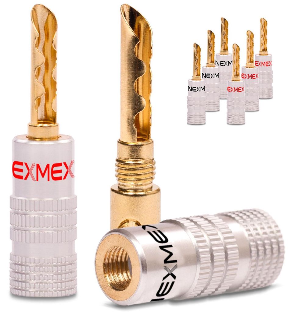 Hohl Bananenstecker NEXMEX 24K vergoldet 8x High End Stecker Verbinder Tube