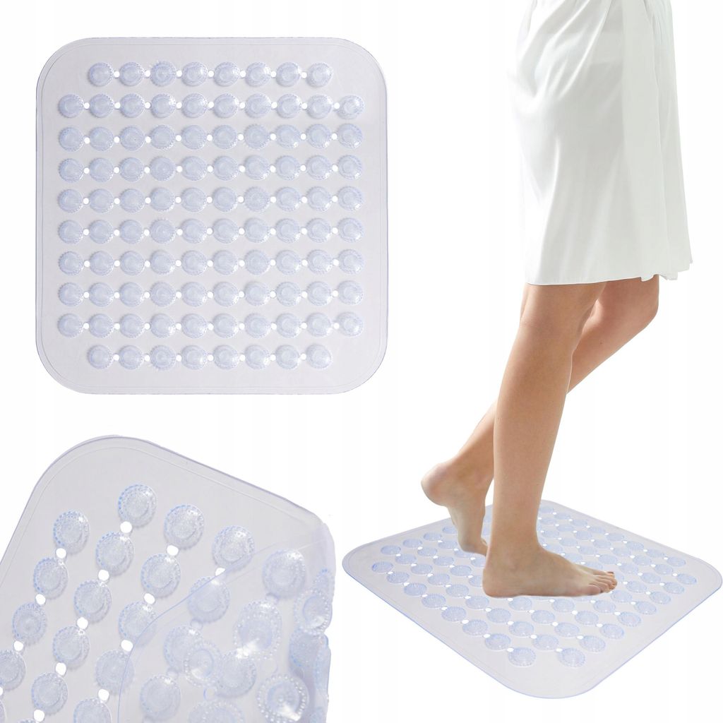 Sepio Badewannenmatte Farblos 43,5x43,5 cm, Duschmatte rutschfest, Antirutschmatte Badewanne, Duschmatte, Rutschmatte Badewanne, Bathroom Mat