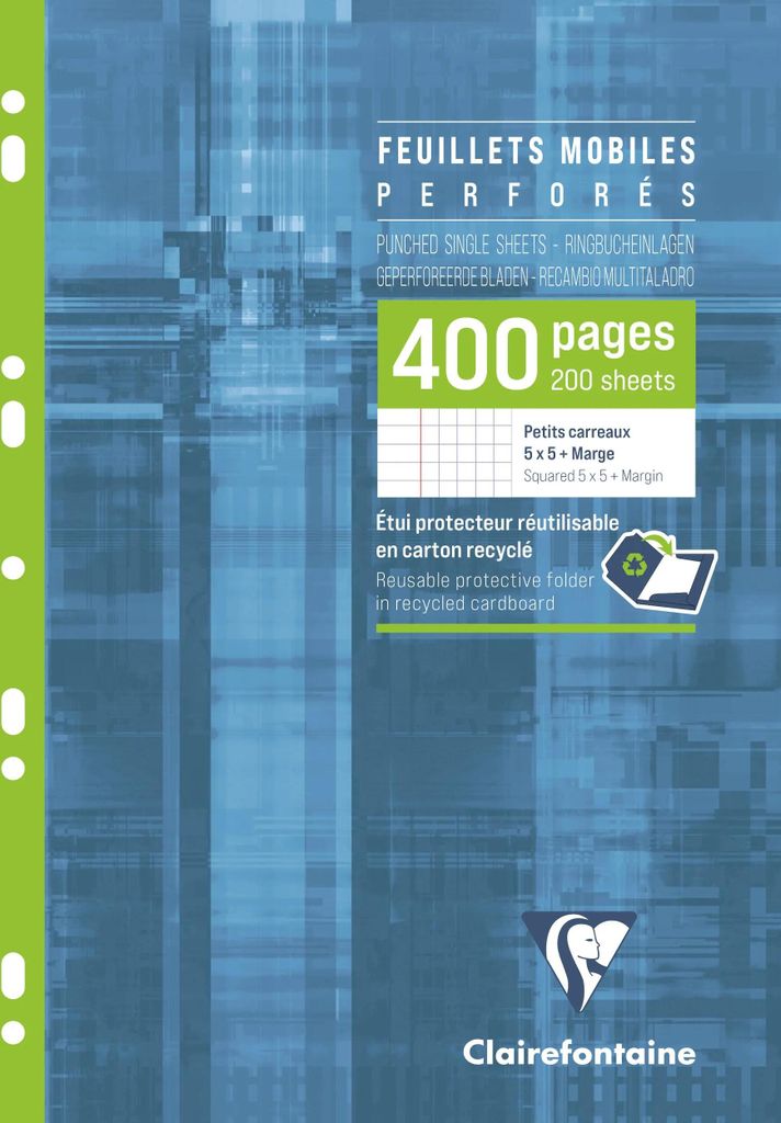 Clairefontaine 10x Pack. 200 Blatt Ringbucheinlagen DIN A4 kariert 17922C