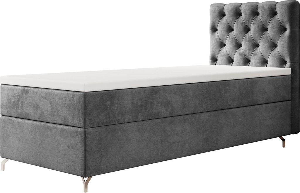 BOXBETT CHESTER mit Matratze H3 und Topper 90x200 Monolith 92 Bett Bettkasten Einzellbett Hotelbett Schlafzimmer Stauraum