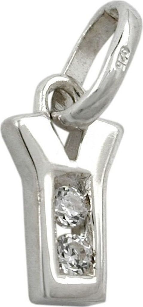Anhänger Buchstabe Y mit Zirkonia aus echtem 925 Silber Damen Silberanhänger