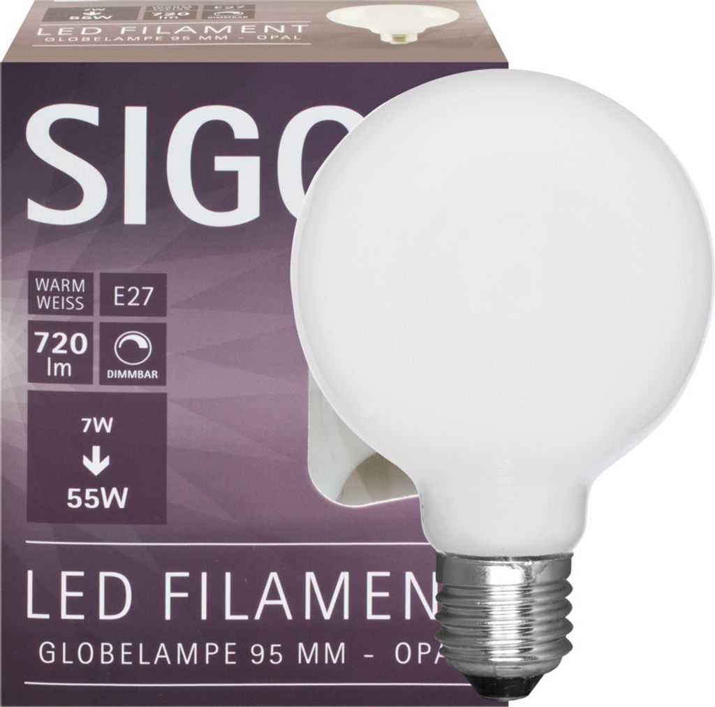 Lampada a filamento LED Globe G95 E27 7W opale dimmerabile Immagine del prodotto 
