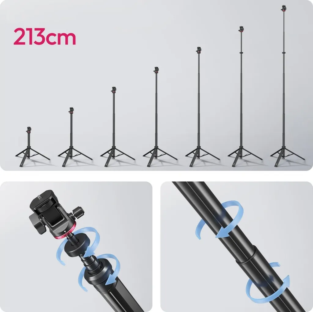 Support lumière pour vlogging et studio 2m - Pied ULANZI MT-80 1/4''