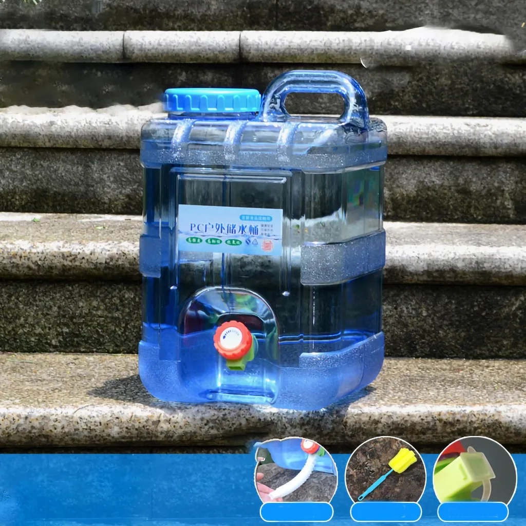 PC Secchio d'acqua pura Contenitore di stoccaggio Serbatoio all'aperto Grande capacità Barile portatile per il campeggio Picnic Auto Viaggi 15L
