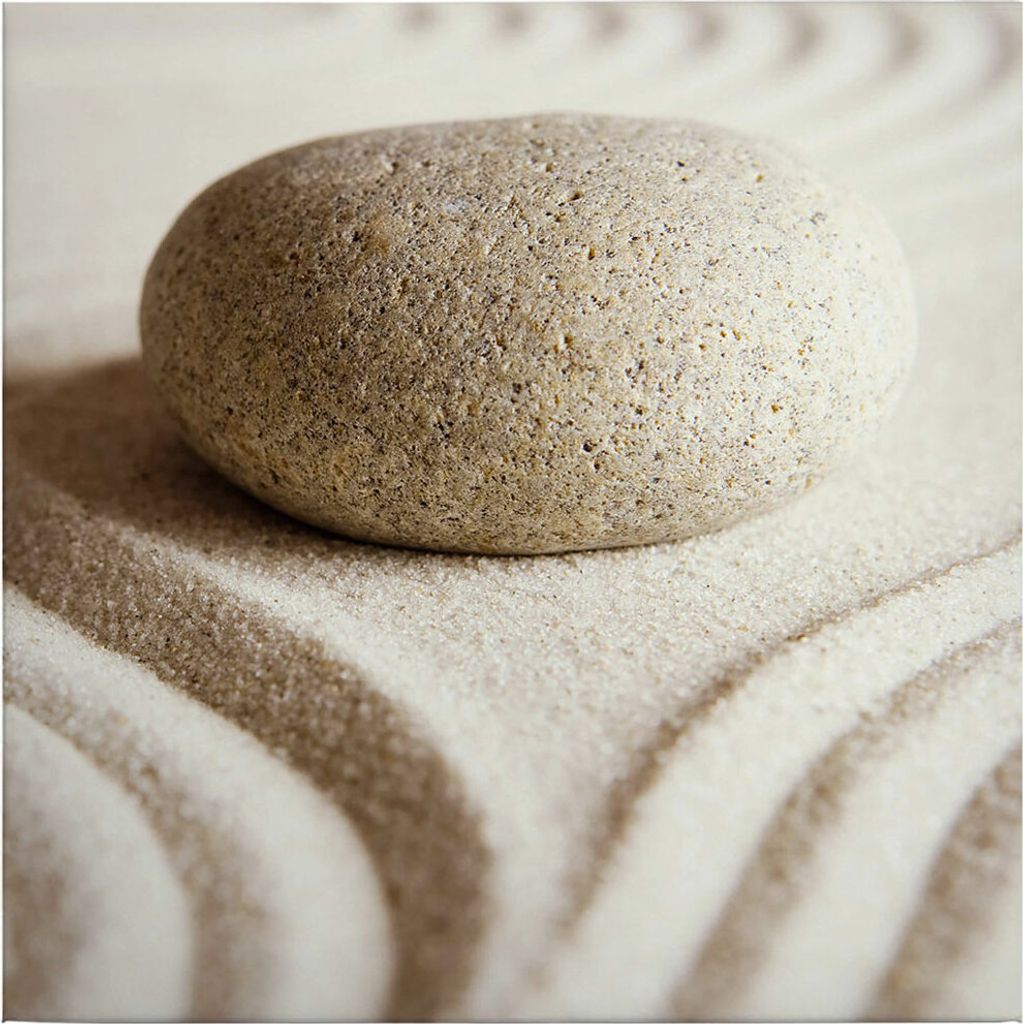 Leinwandbild Maritim 50 x 50 cm - Wandbild Beige - Keilrahmen Stein Sand Wohnzimmerdeko Wanddeko Wandgemälde