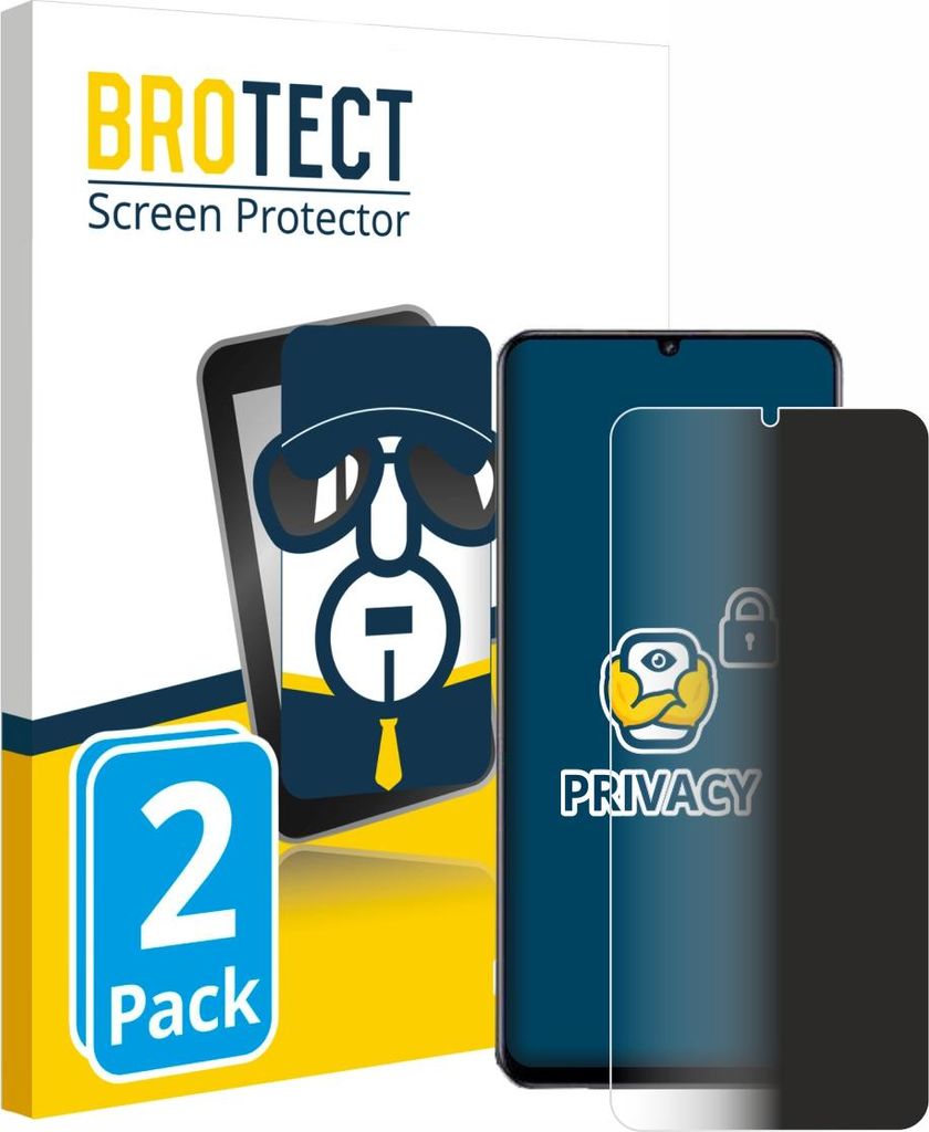 2x BROTECT Sichtschutzfolie für realme Note 70 Anti-Spy Privacy Sichtschutz Blickschutz Folie Blaulicht-Schutz