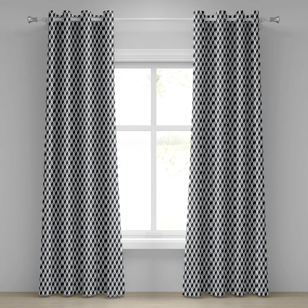 Coppia Tende ABAKUHAUS Lavabili 280x245 - Nero e Grigio Geometrico
