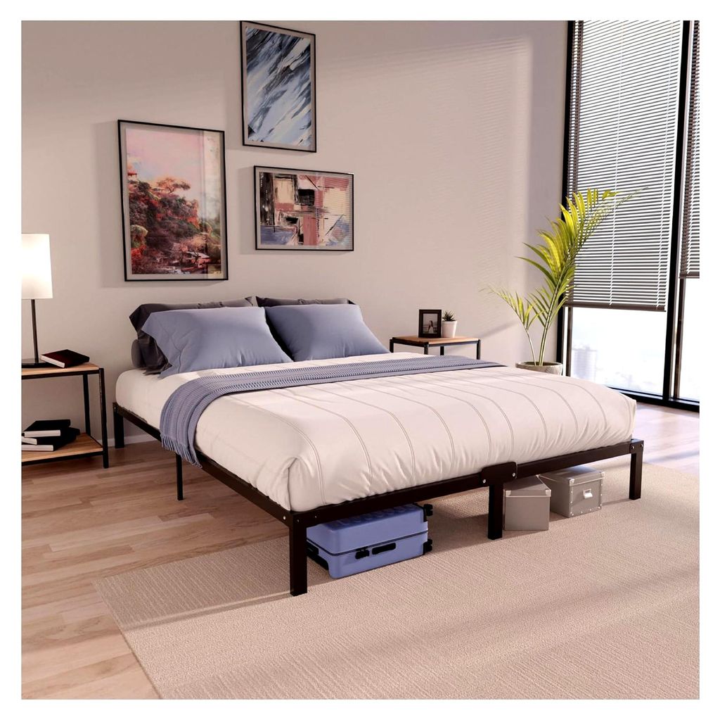 Bett 180x200 mit Metall-Lattenrost - Bettgestell 180x200 für Matratze, Höhe 35 cm - Großer Stauraum, Einfache Montage und Stabilität - Schwarze...