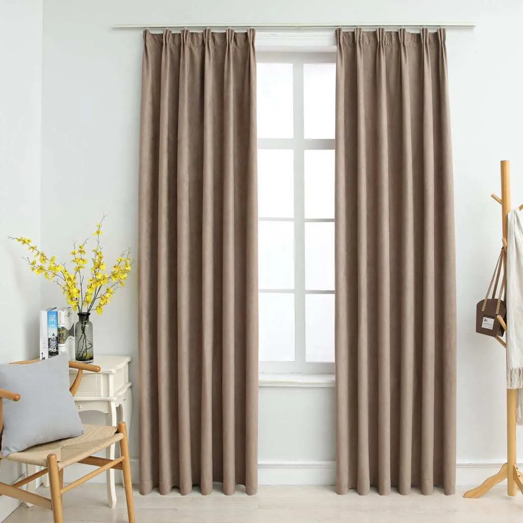 Tende Oscuranti Taupe 140x175 cm con Ganci | Arredamento Design Set 2 pz