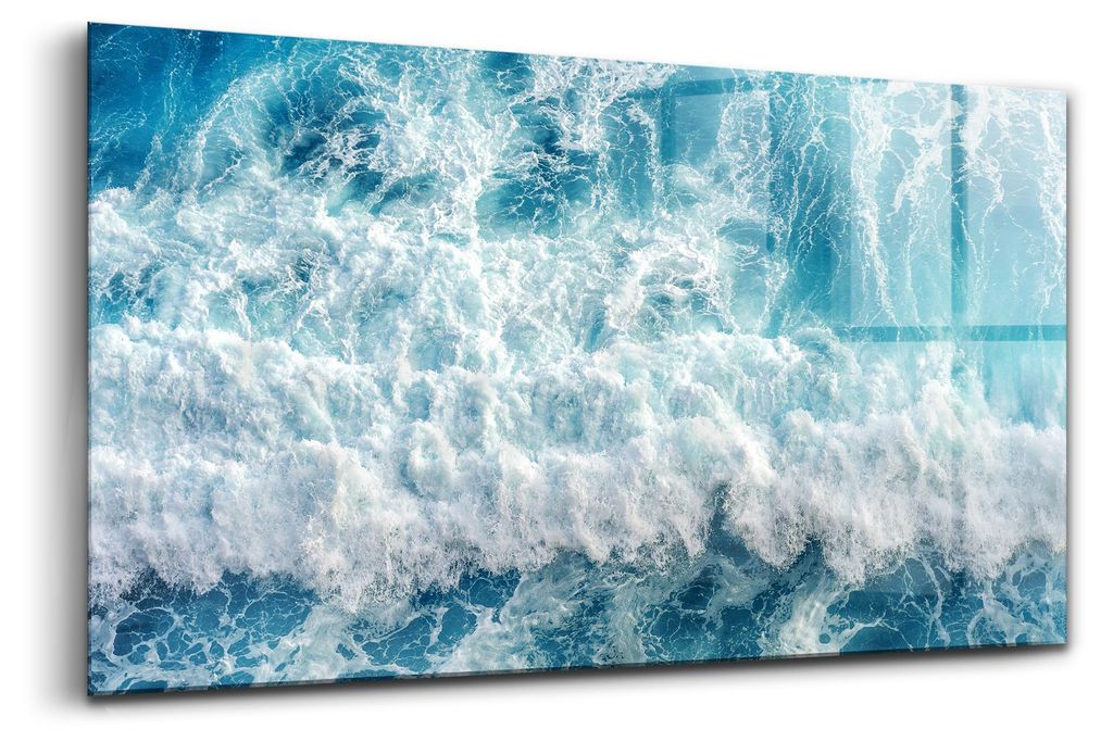 Glasmalerei - dekorative Malerei - moderne Malerei - 100x50 - Meereswellen