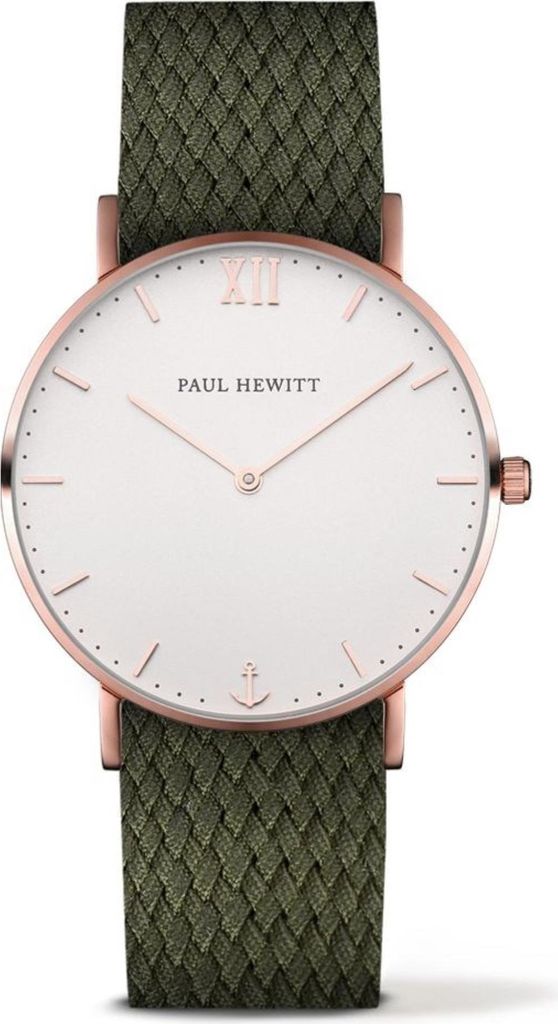 Paul Hewitt Sailor Line White Sand Uni Armbanduhr Perlon oliv grün - 39mm - PH-SA-R-ST-W-20M