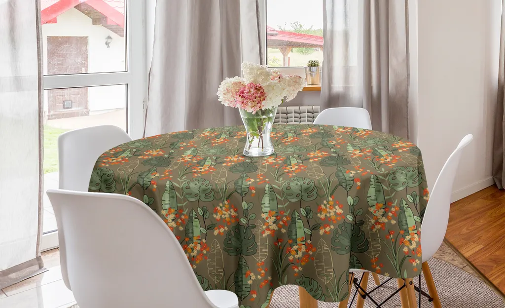 Tovaglia Rotonda 150 cm Arte Esotica Seppia | Design Unico ABAKUHAUS