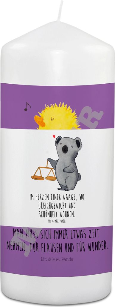 Mr. & Mrs. Panda Trauerkerze Waage Astrologie - Weiß - Geschenk, Tierkreiszeichen, Kerze Für Verstorbene, Trostlicht, Sternzeichen, Gedenkkerze, ...