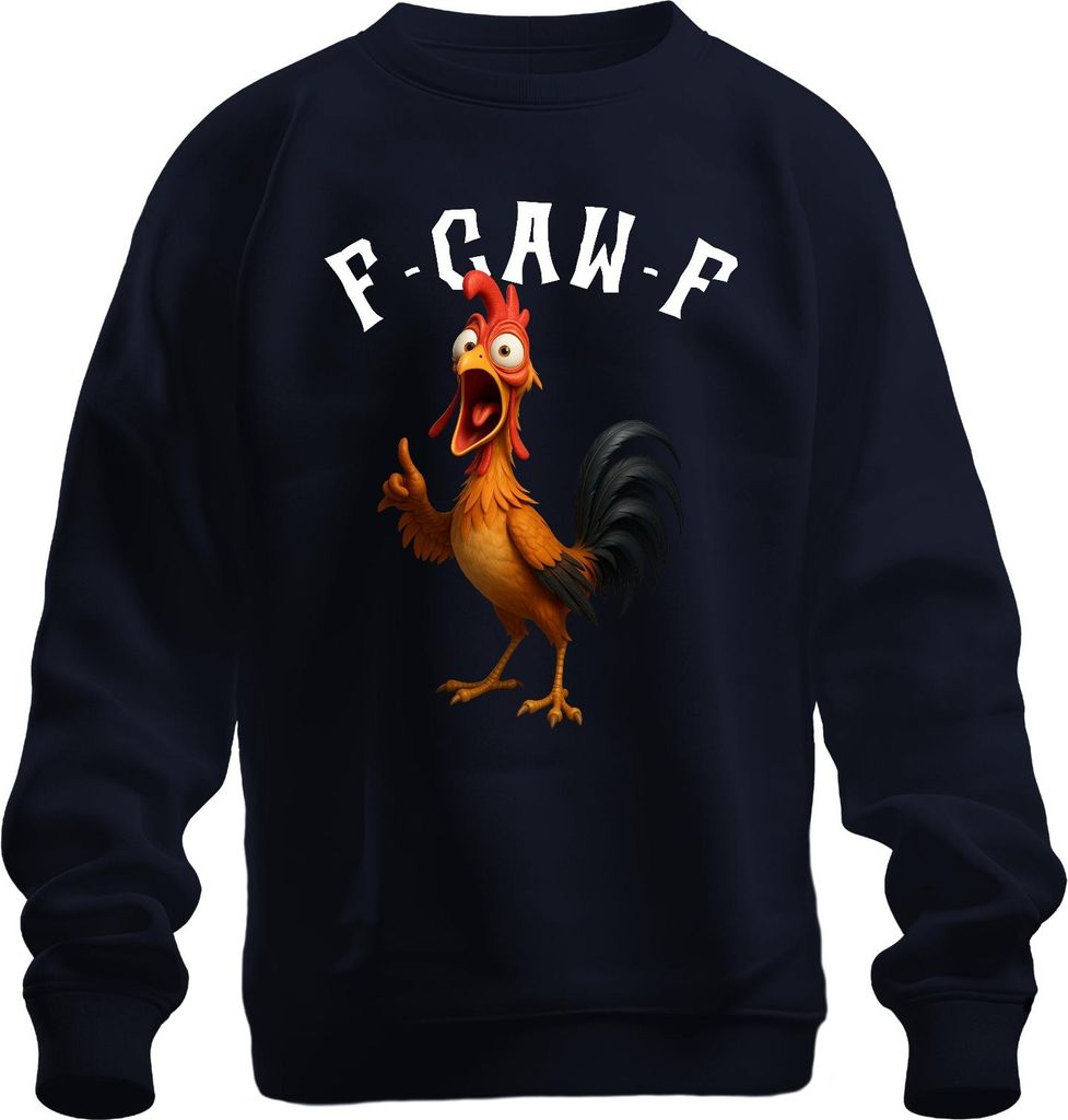 F-GAW-F lustiges Huhn Cartoon Hahn Bauernhof Geschenk Meme Spruch Uni Sweatshirt Pullover, Navy, L