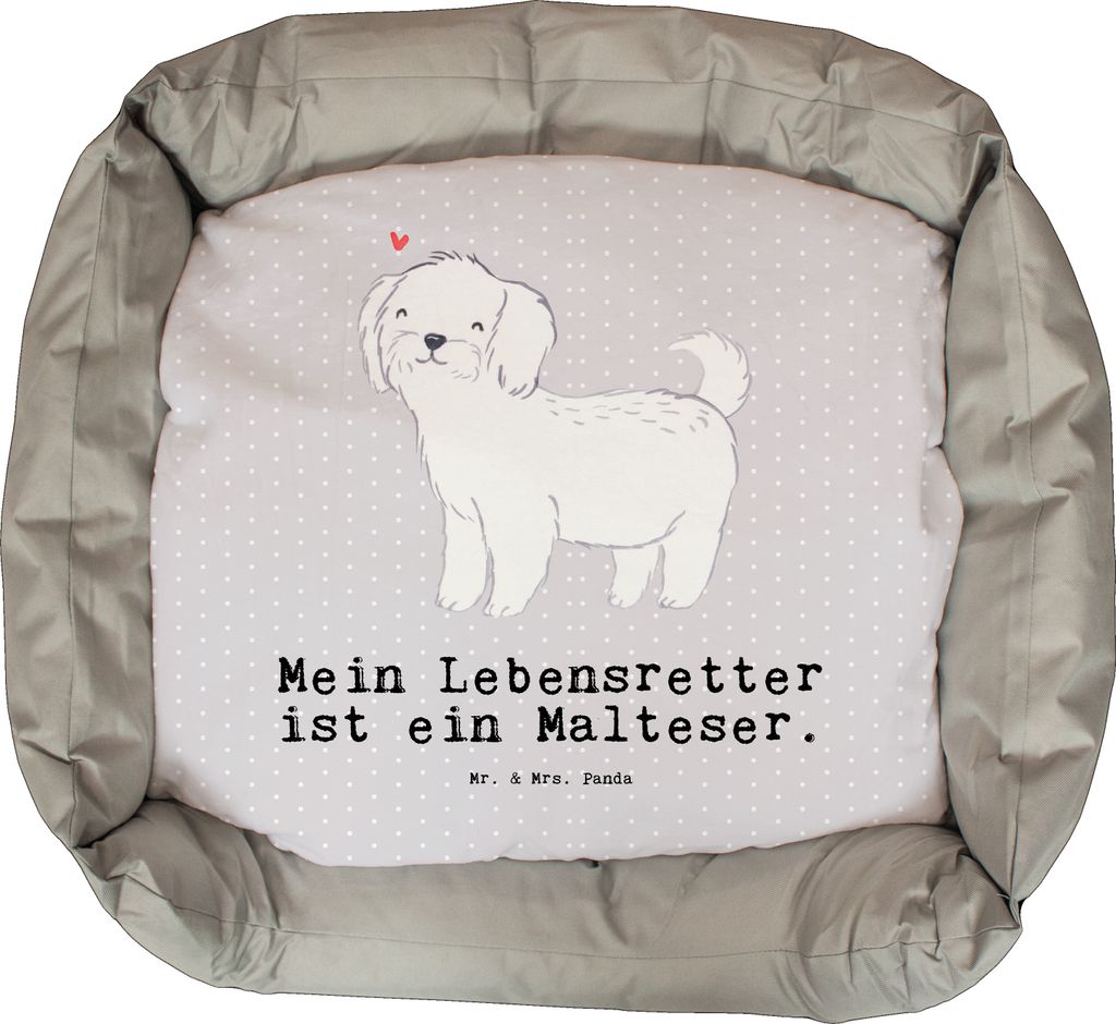 Mr. & Mrs. Panda Hundesofa Malteser Lebensretter - Grau Pastell - Geschenk, Valentinstag, Hund, Ostern, Muttertag, Welpen, Vatertag
