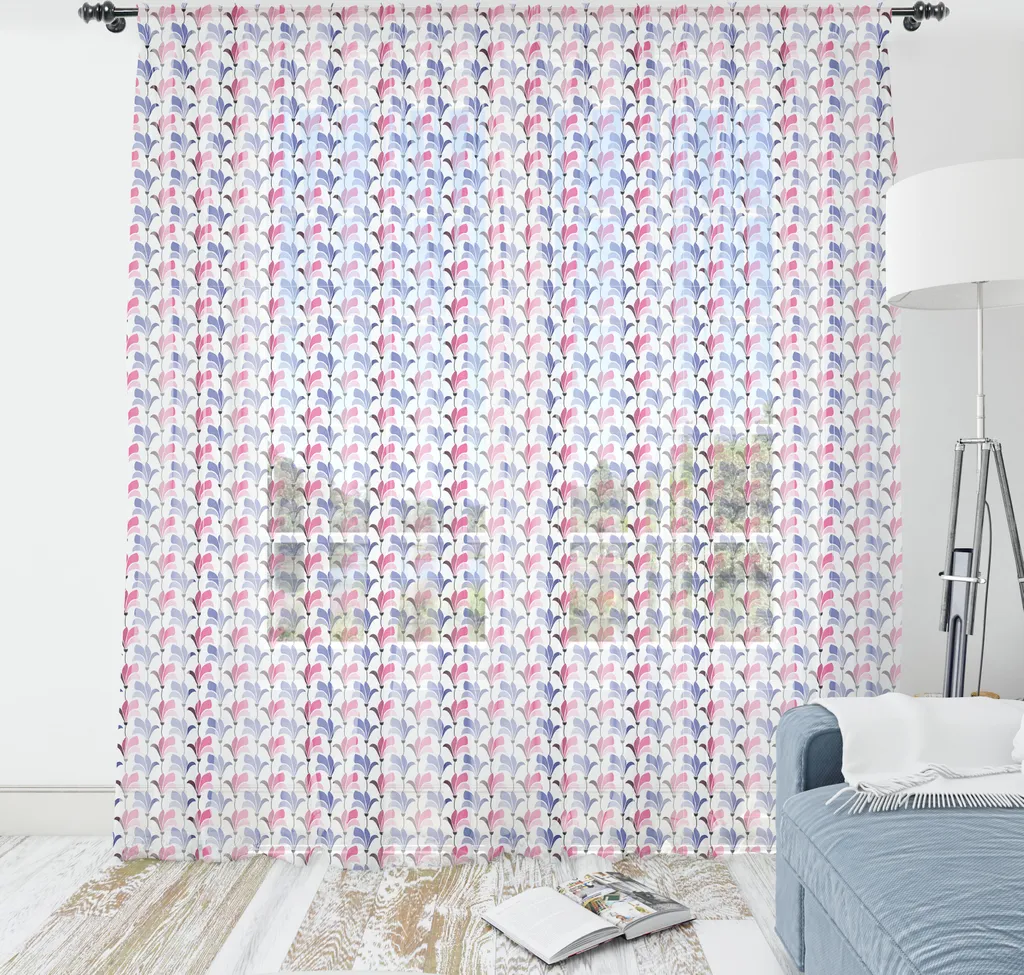 Offerta Arazzo ABAKUHAUS 240x274 cm Floreale Raso Blu Rosa Scontato