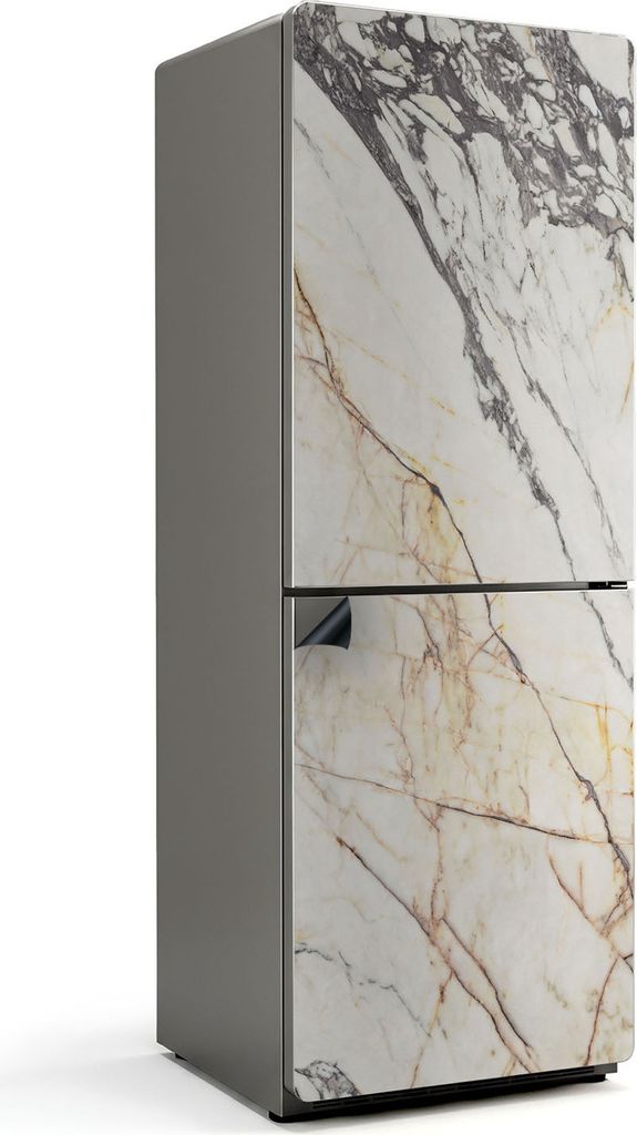 Elegantes Marmormuster – Magnetische Kühlschrank Abdeckung – Dekorfolie magnetisch Küche – Kühlschrank Magnet Deko – selbstklebende Magn...