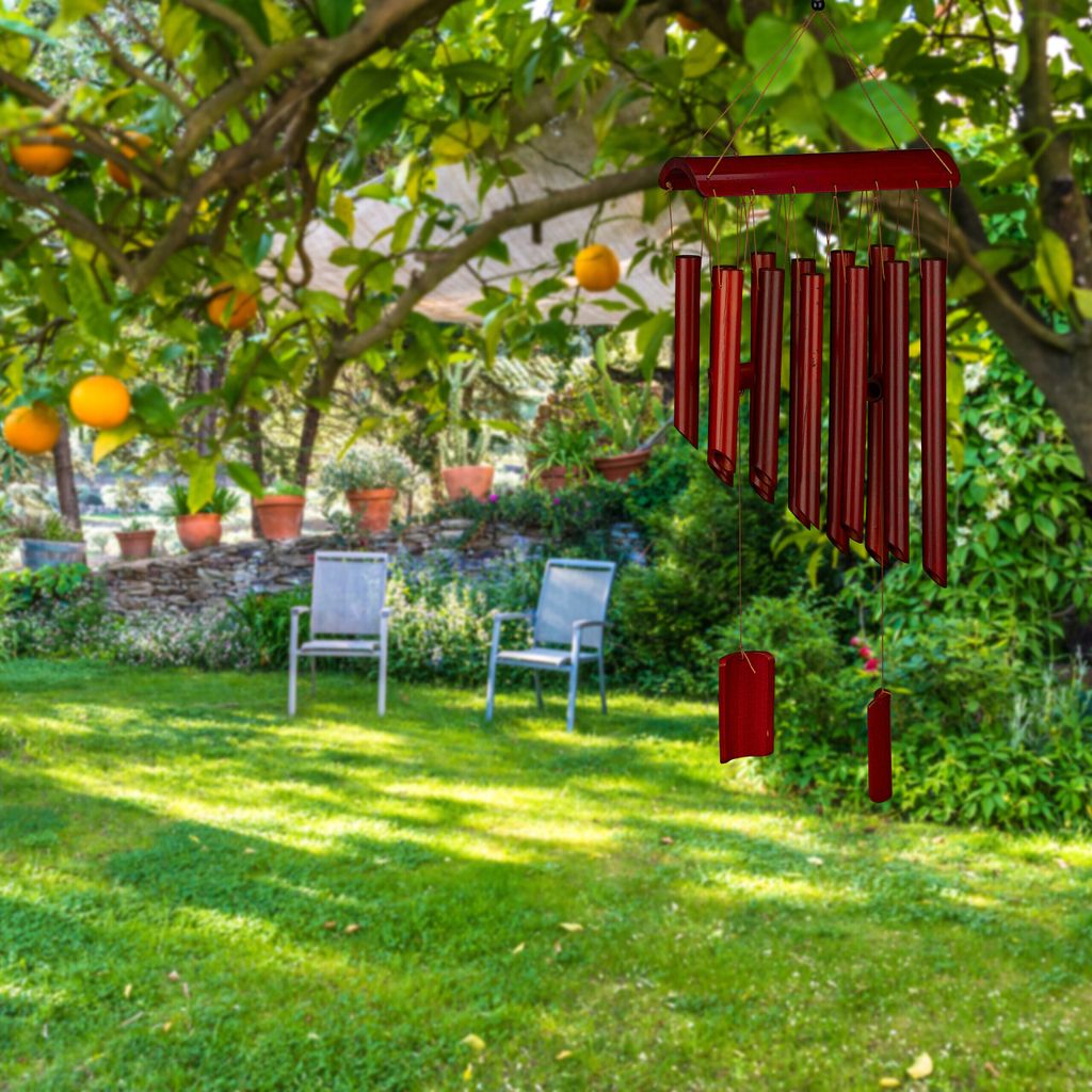 Relaxdays Windspiel Bambus, Klangspiel, Hngedeko fr