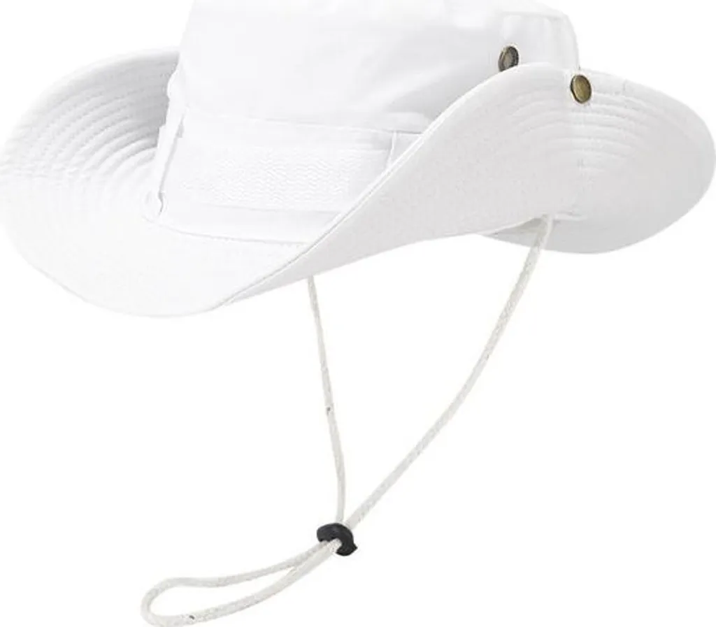 Chapeau de pêche safari en maille avec protection UV et bord large blanc