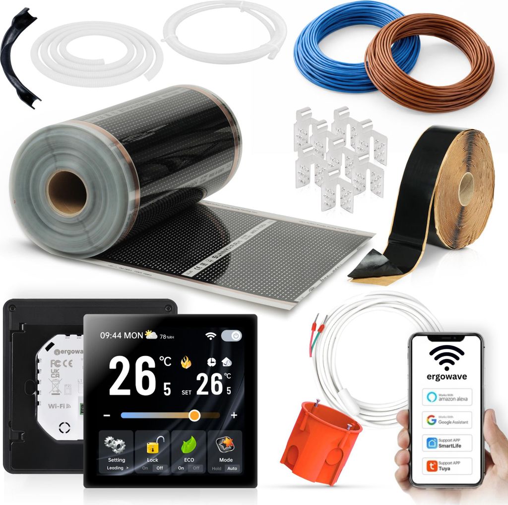 Infrarot-Heizfolie für Paneele mit einer Leistung von 240 W und WLAN-Thermostat