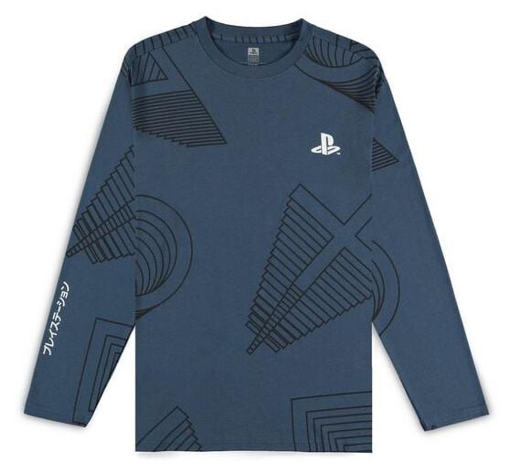 Playstation Langarmshirt Herren icons dunkelblau S