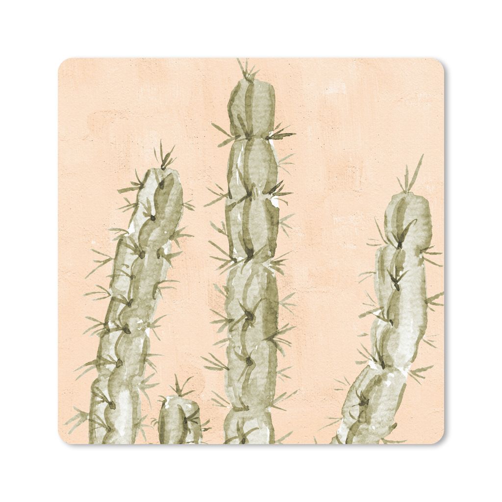 MuchoWow Mauspad Mousepad Aquarell - Böhmisch - Kaktus - Botanisch 20x20 cm - Mousepads - Maus Mat - Pad - Mausunterlage - Desk Mat - Bureauarti...