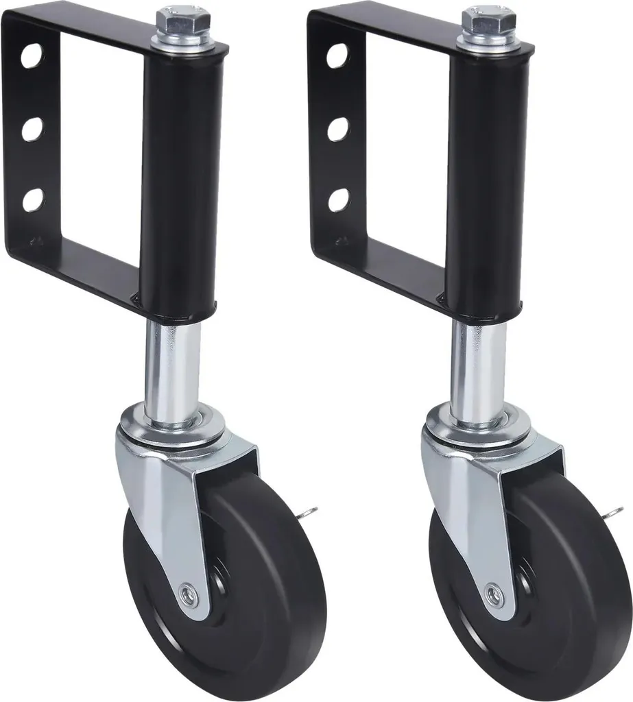 Roulette pour portail 12,7 cm à ressort avec frein - Noir - Lot de 2