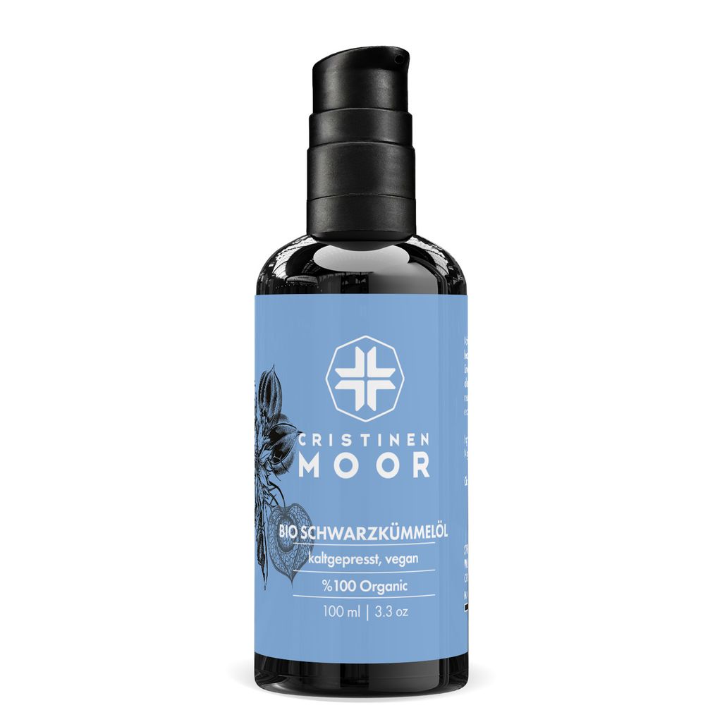 Cristinen Moor Bio Schwarzkümmelöl aus Ägypten 100 ml - kalt gepresst - e Bio-Kosmetik und clean Beauty, Körperpflegeöl bei Neurodermitis