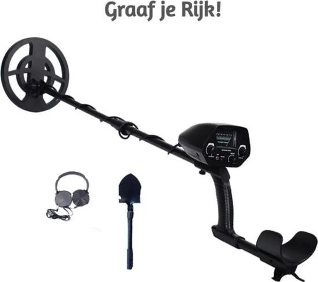 Détecteur de métaux professionnel réglable avec pelle et casque noir - 4