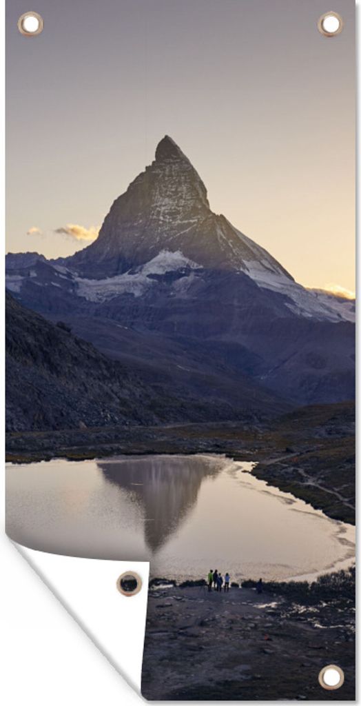 MuchoWow 30x60 cm Outdoor-Poster Gartendeko Sichtschutz Garten Poster für den Garten Das Matterhorn und der Riffelsee bei Sonnenaufgang in der ...